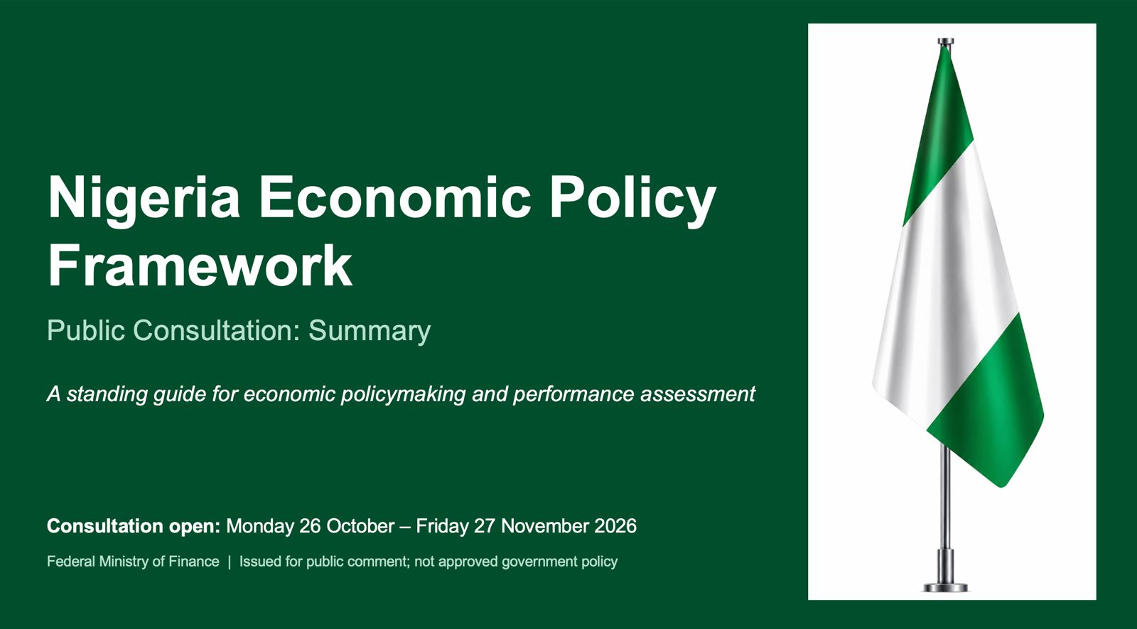Publication cover: Nigeria Economic Policy Framework